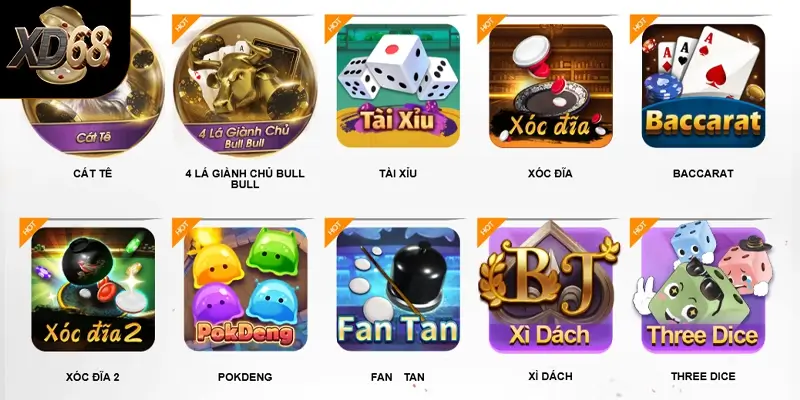 Các thể loại game bài phổ biến tại nhà cái XD68 Các thể loại game bài phổ biến tại XD68